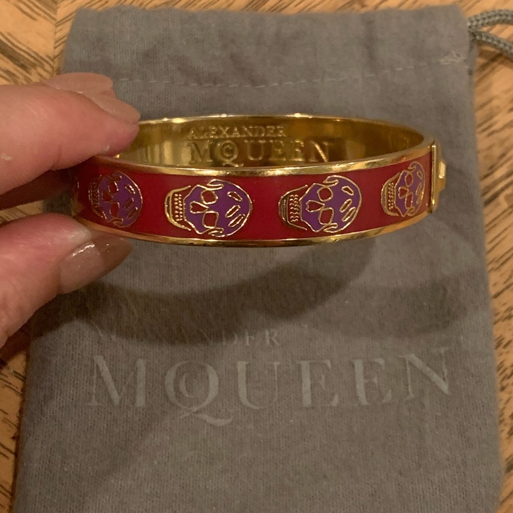 Alexander McQueen pink with purple skull bracelet